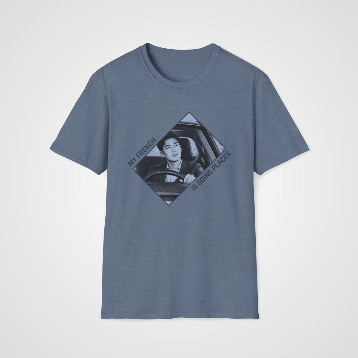 French is going Places T-Shirt in Heather Indigo