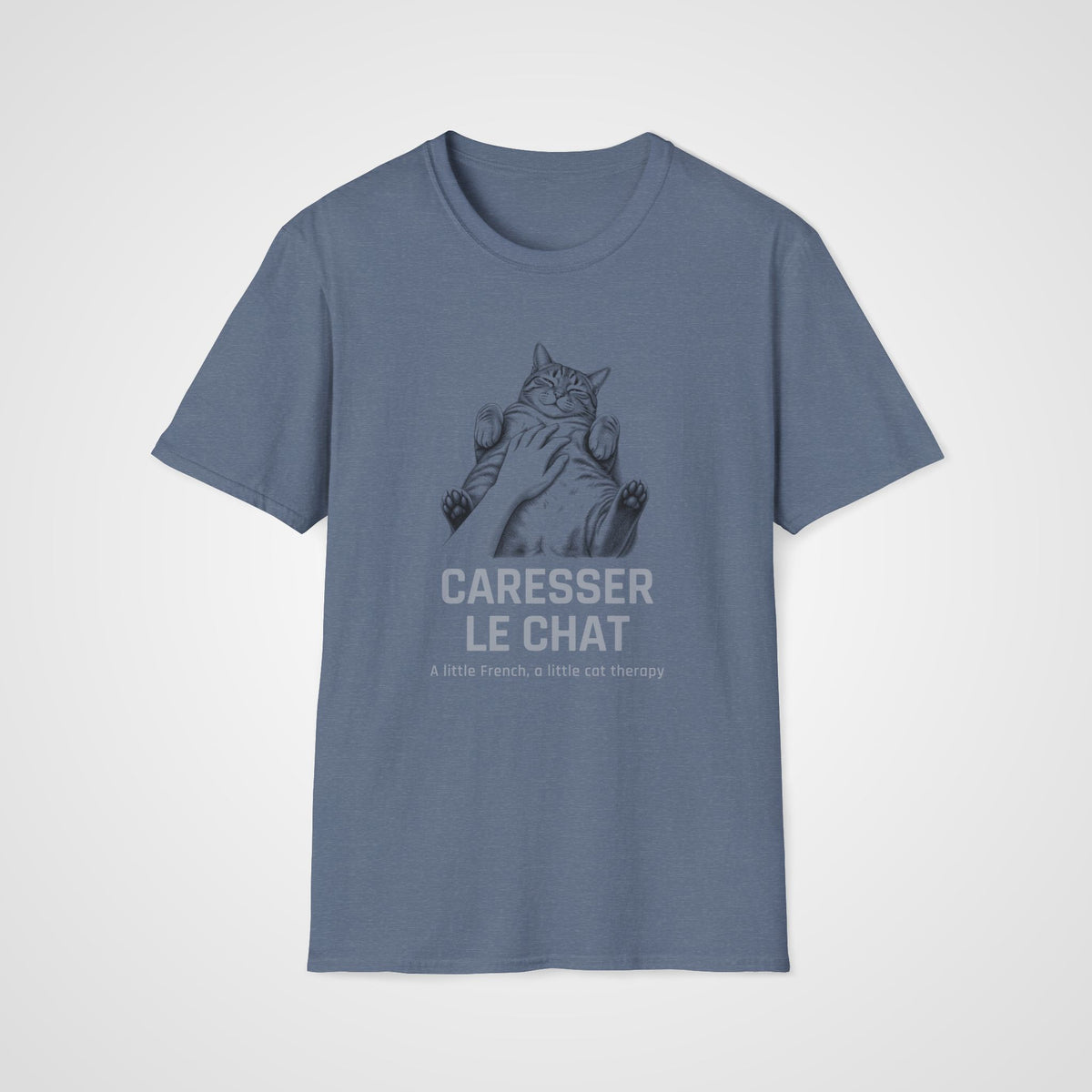 Caresser le Chat French T-Shirt in Heather Indigo