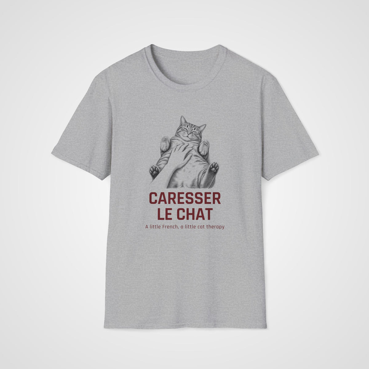 Caresser le Chat French T-Shirt in Sport Gray