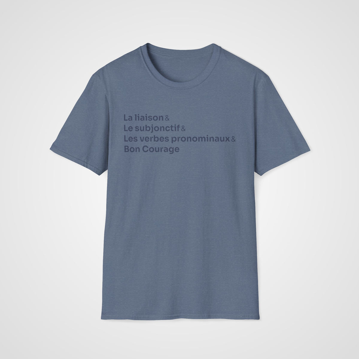 French & Bon Courage T-Shirt in Heather Indigo