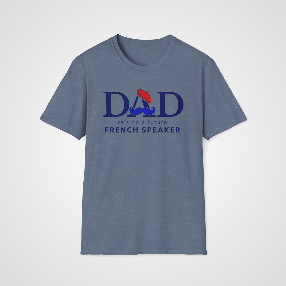 French Learner Dad T-Shirt in Heather Indigo