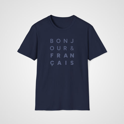 Bonjour & Français T-Shirt in Navy