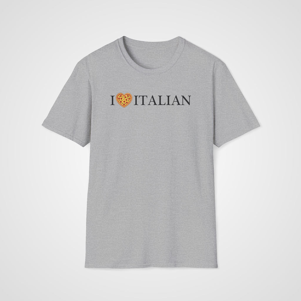 I Love Italian Pizza Heart T-Shirt in Sport Gray