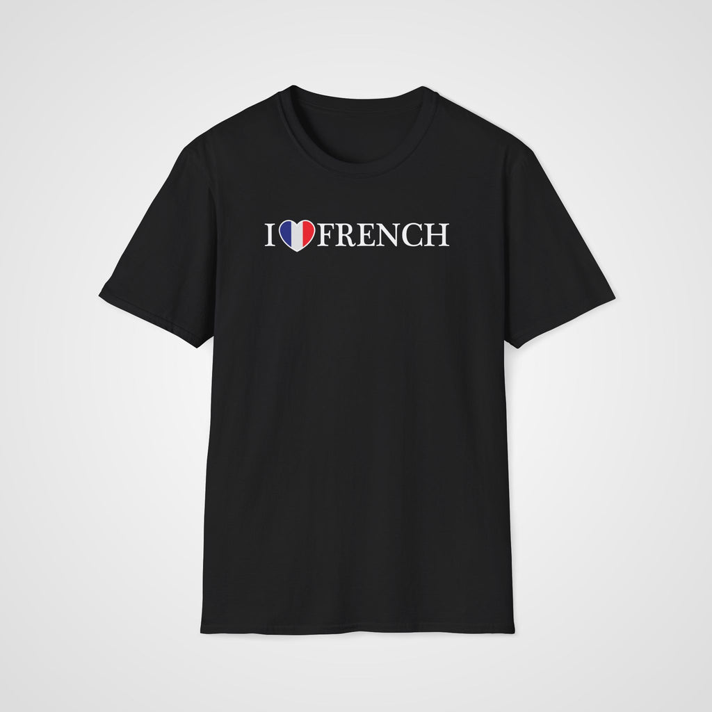 I Love French Flag Heart T-Shirt in Black