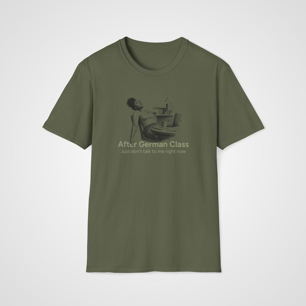 After German Class T-Shirt – Her in Military Green
