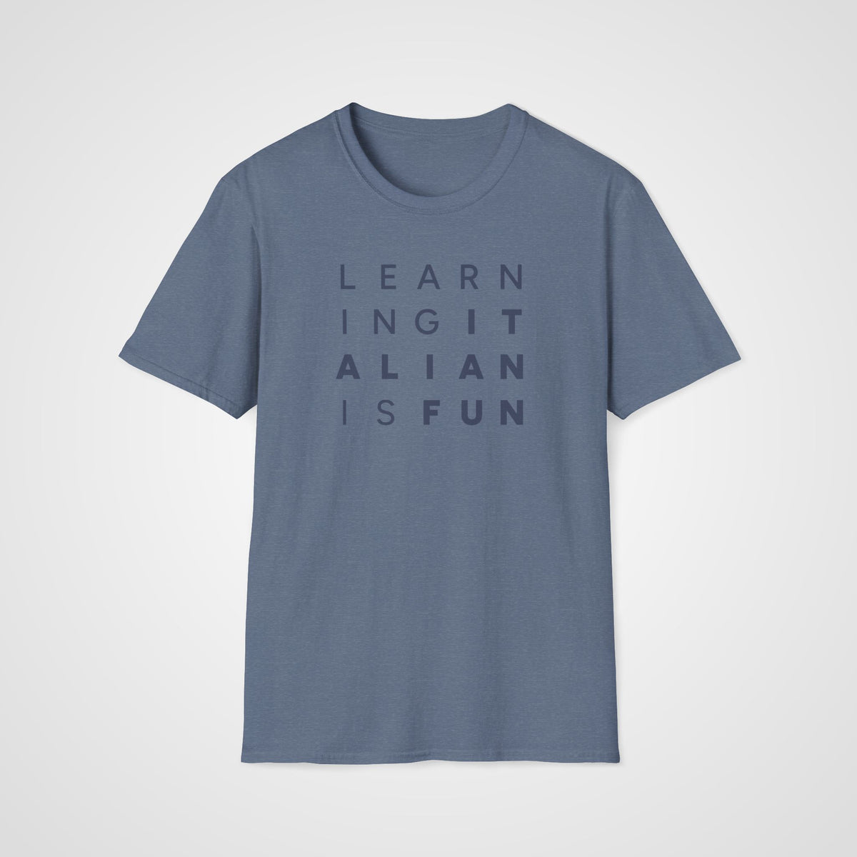 Learning Italian Is Fun T-Shirt in Heather Indigo