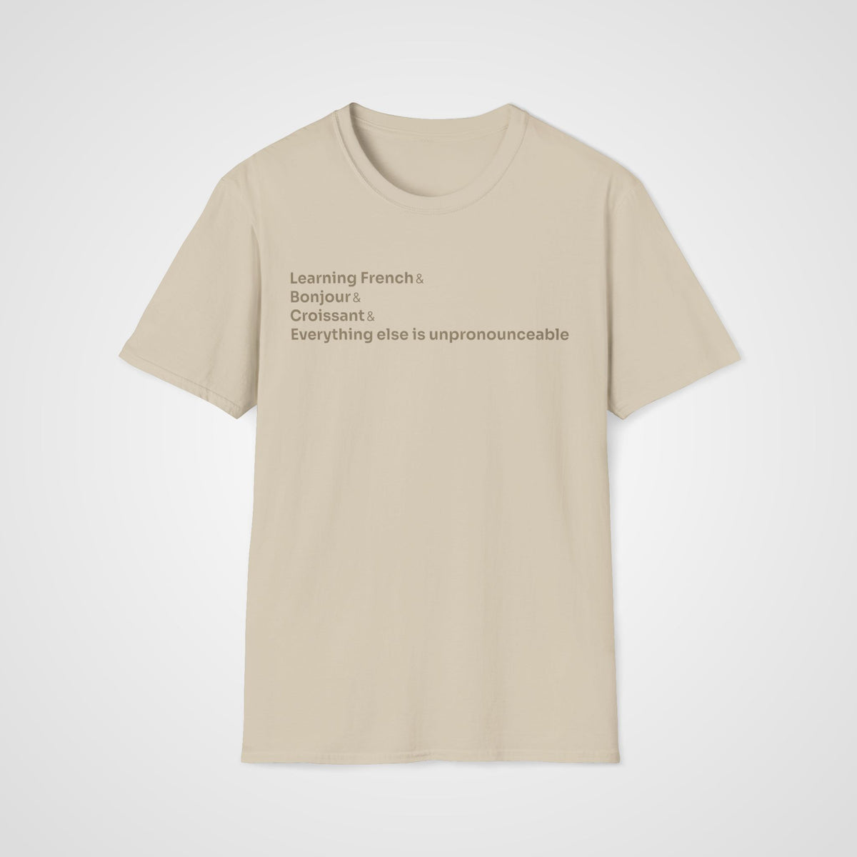 Bonjour Croissant French T-Shirt in Sand