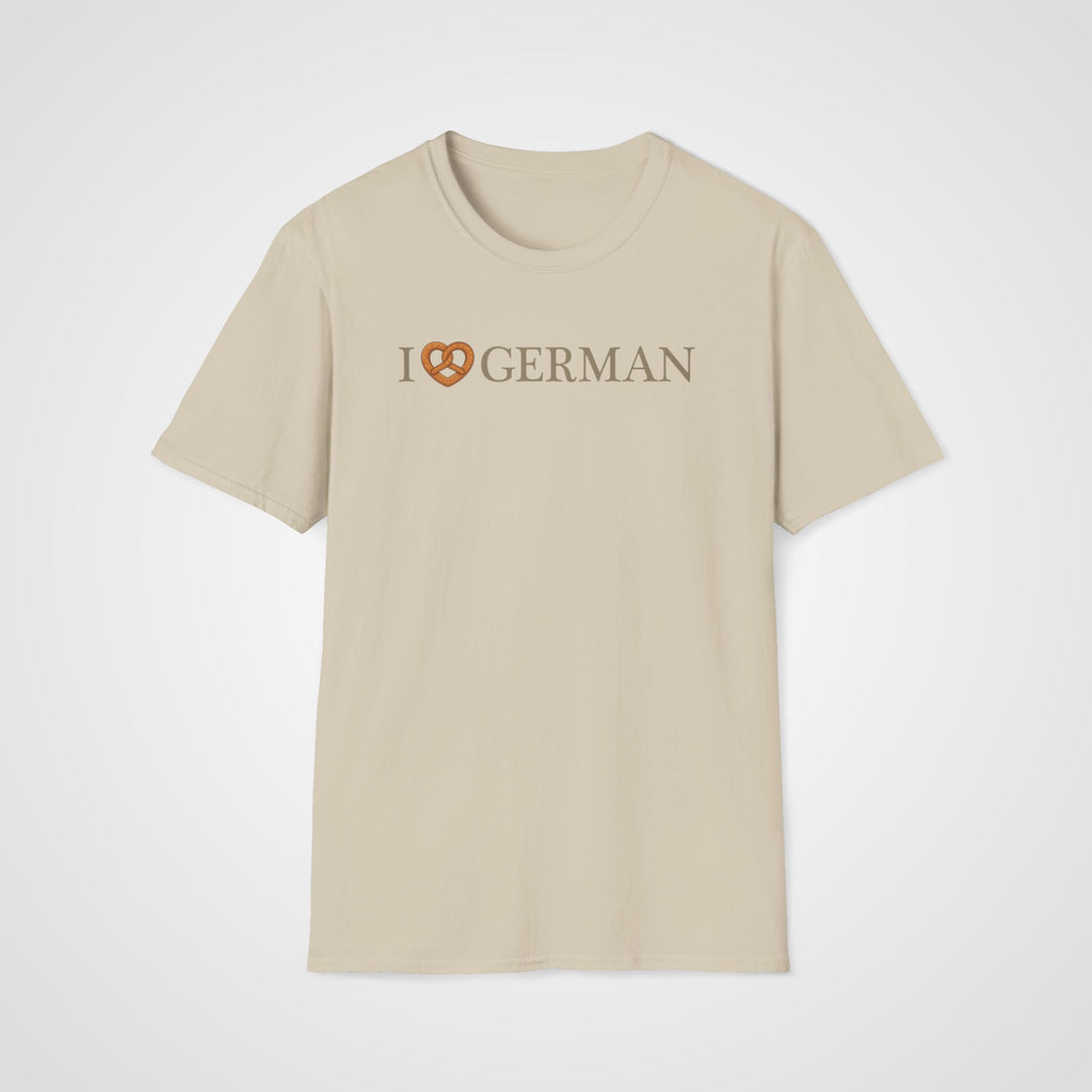 I Love German - Pretzel T-Shirt in Sand