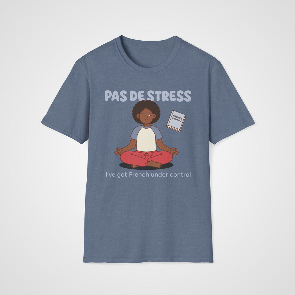 Pas de Stress French T-Shirt in Heather Indigo