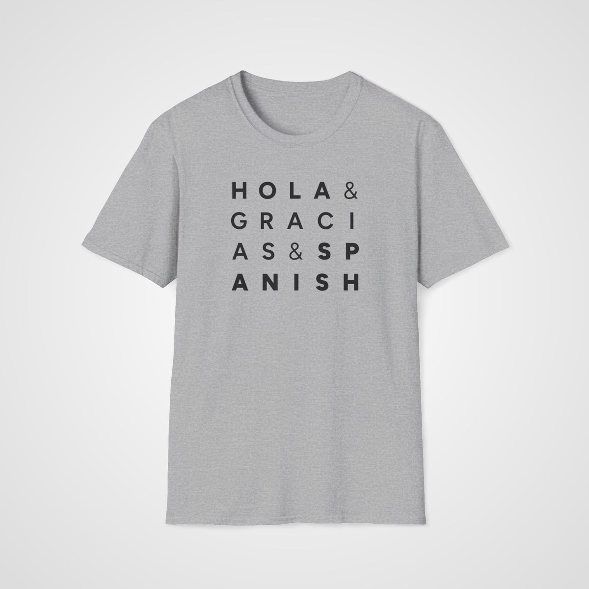 Hola, Gracias & Spanish T-Shirt in Sport Gray