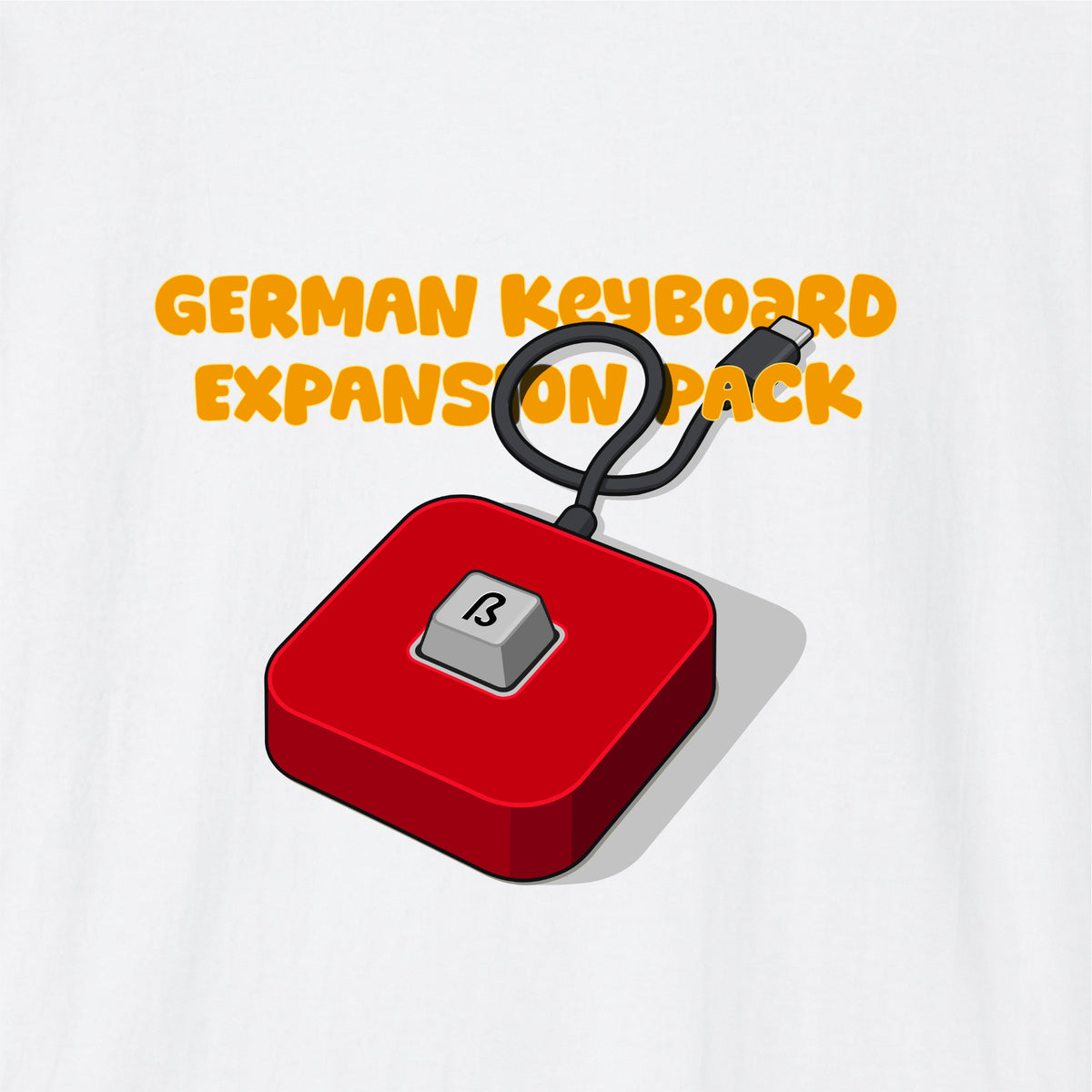 Close-up of White German learner T-shirt featuring the “Expansion Pack” print