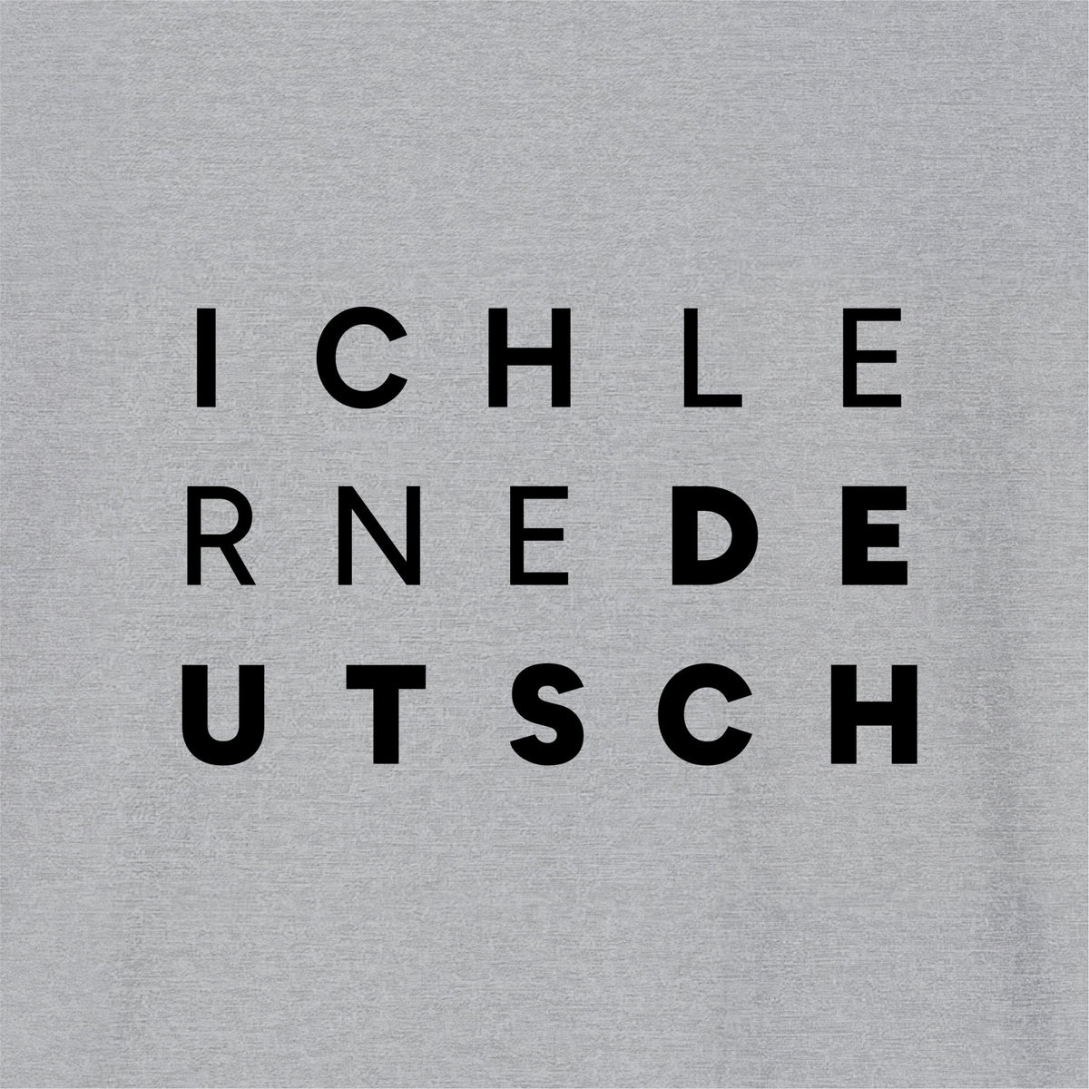 Close-up of Sport Gray German learner T-shirt featuring the “Ich Lerne Deutsch” print