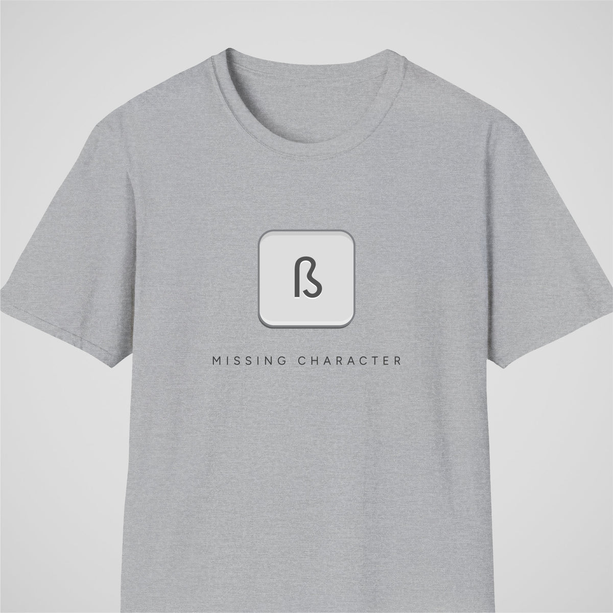 Sport Gray German learner T-shirt featuring the “Missing Key German” design