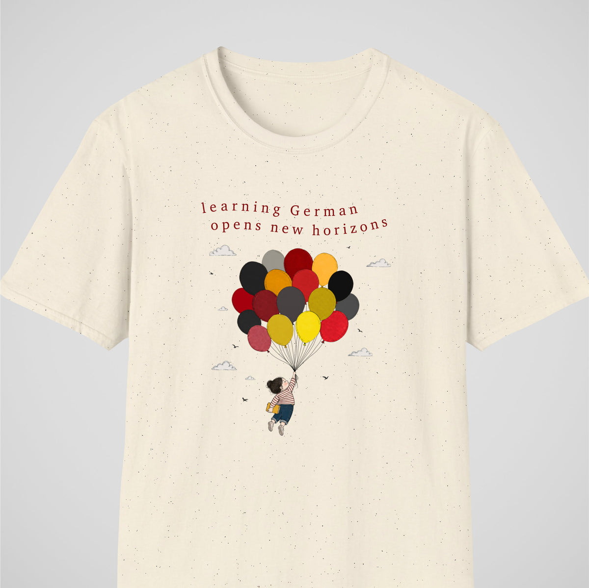 Natural German learner T-shirt featuring the “New Horizons German” design