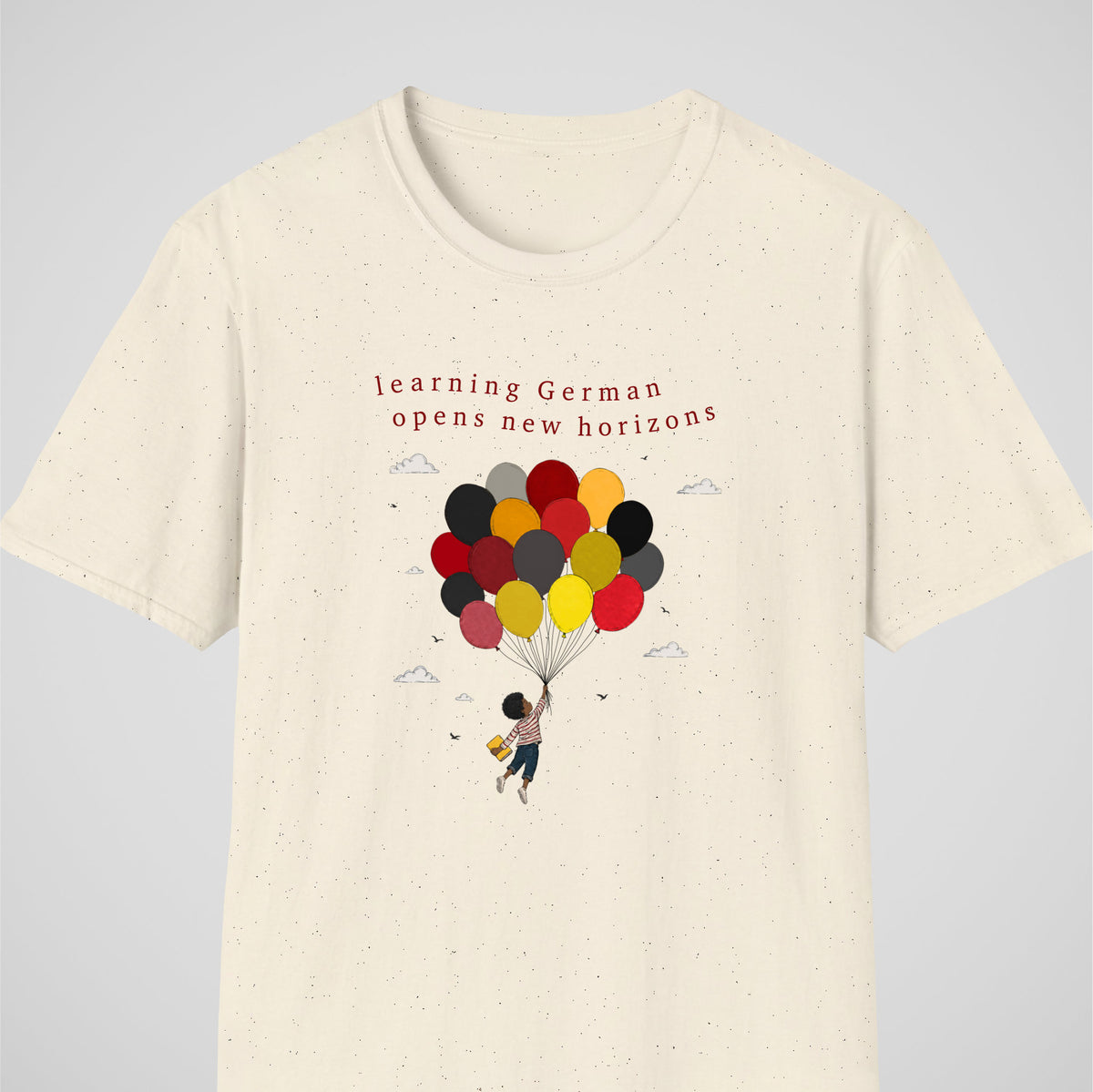 Natural German learner T-shirt featuring the “New Horizons” design
