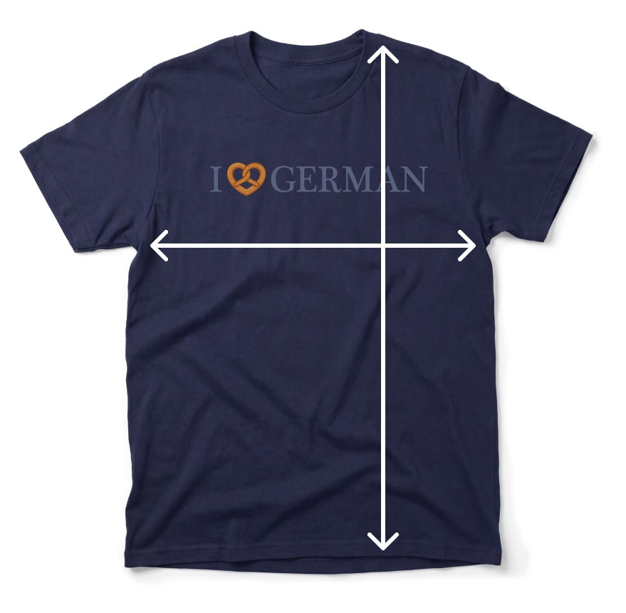 T-Shirt laid flat showing chest width and length measurements
